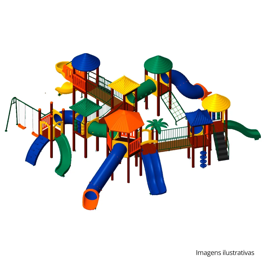 Playground de madeira plástica modelo AT-0901