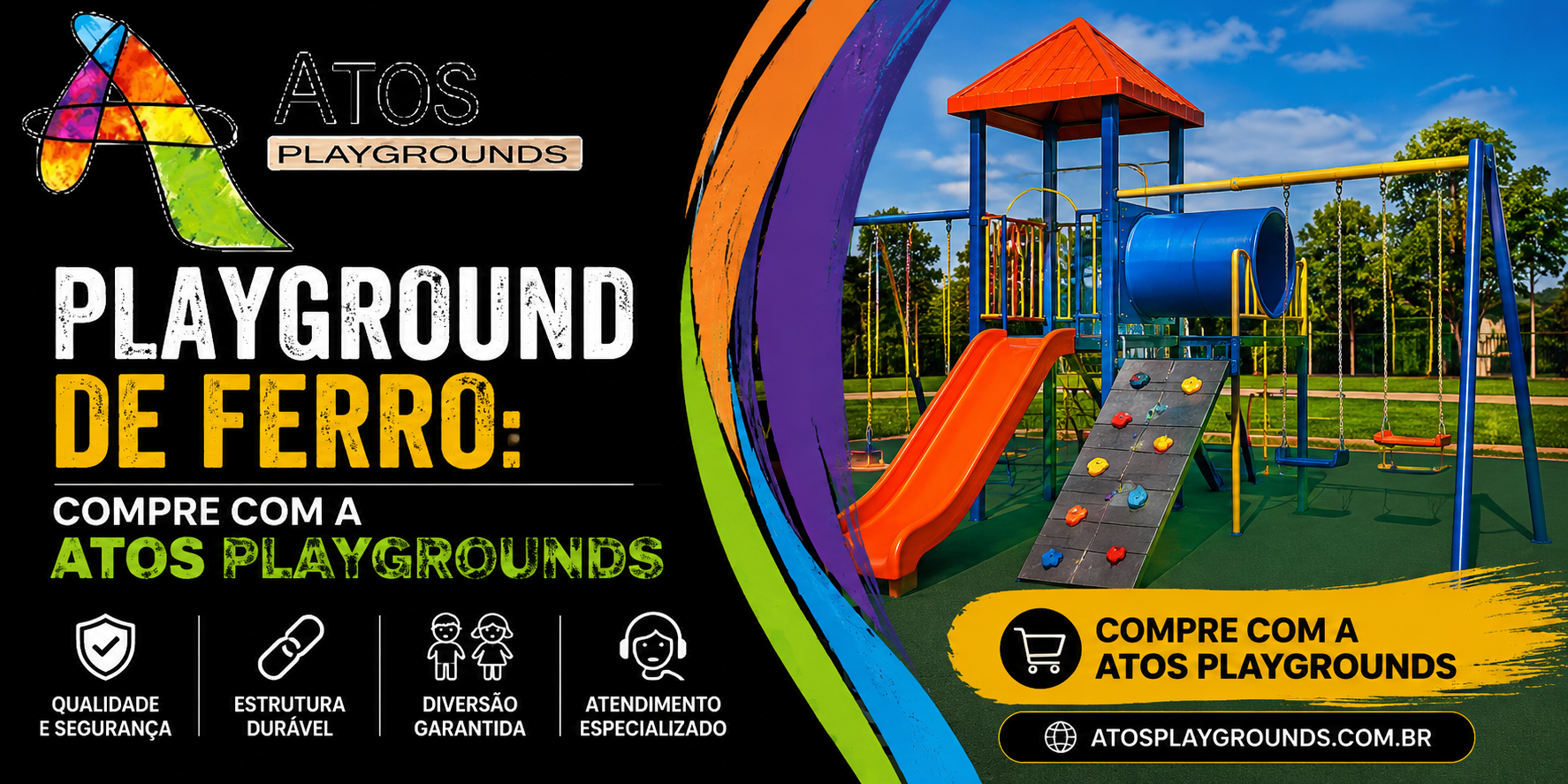 Playground de Ferro: Compre com a Atos Playgrounds, Especialista no Brasil